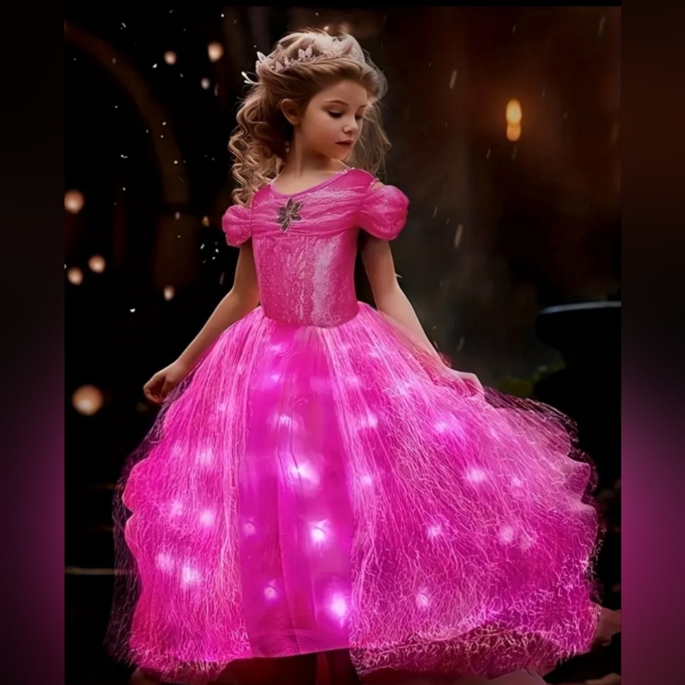 Glowing Pink Princess Dress for Kids